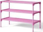Shoe Rack - Non-Woven Shoe Rack Shelf, 27.5" Wide - 3 Tier, Pink