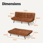 Convertible Loveseat Sofa Bed with - Image 2